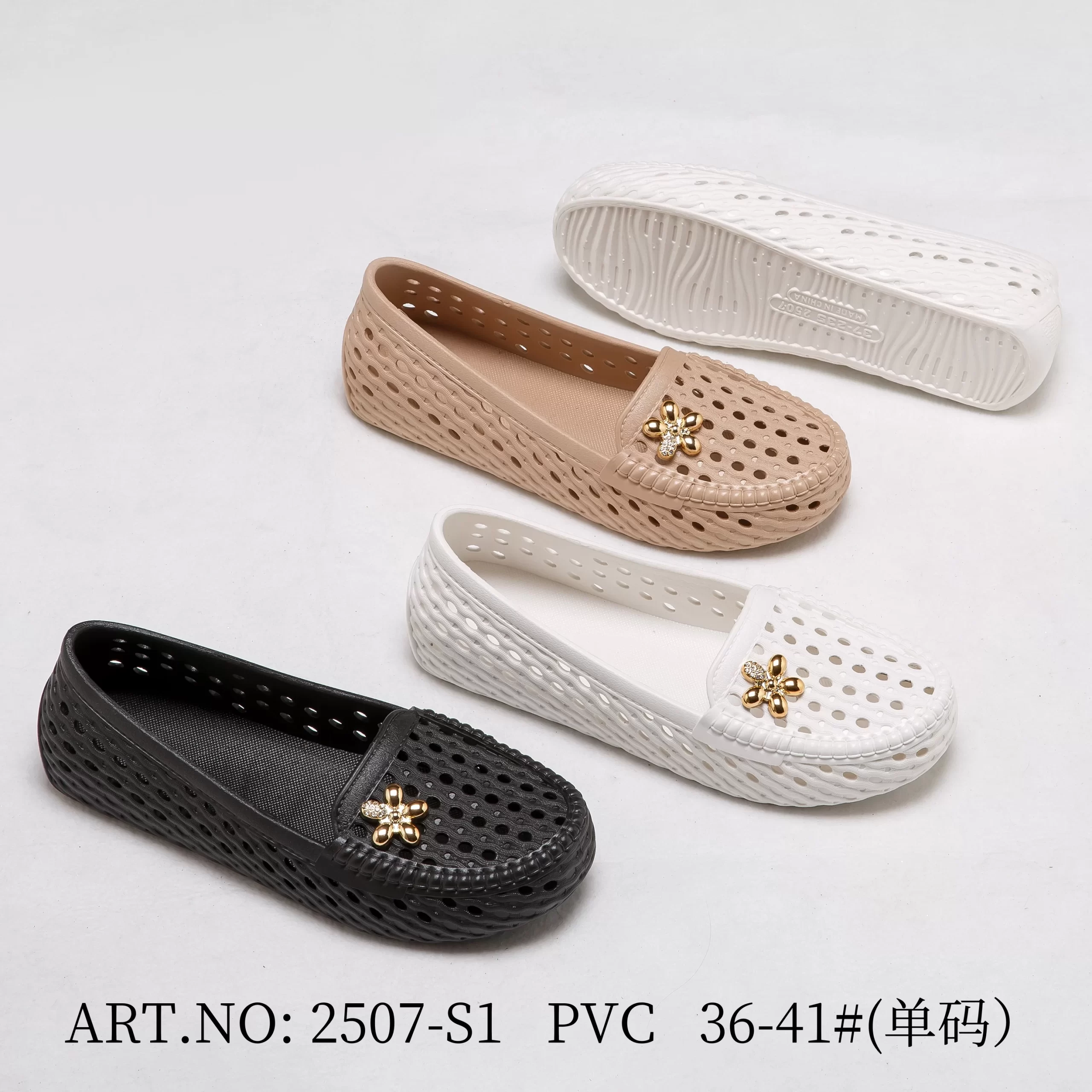 Women’s Embellished Perforated PVC Loafers – Breathable Lightweight Flats