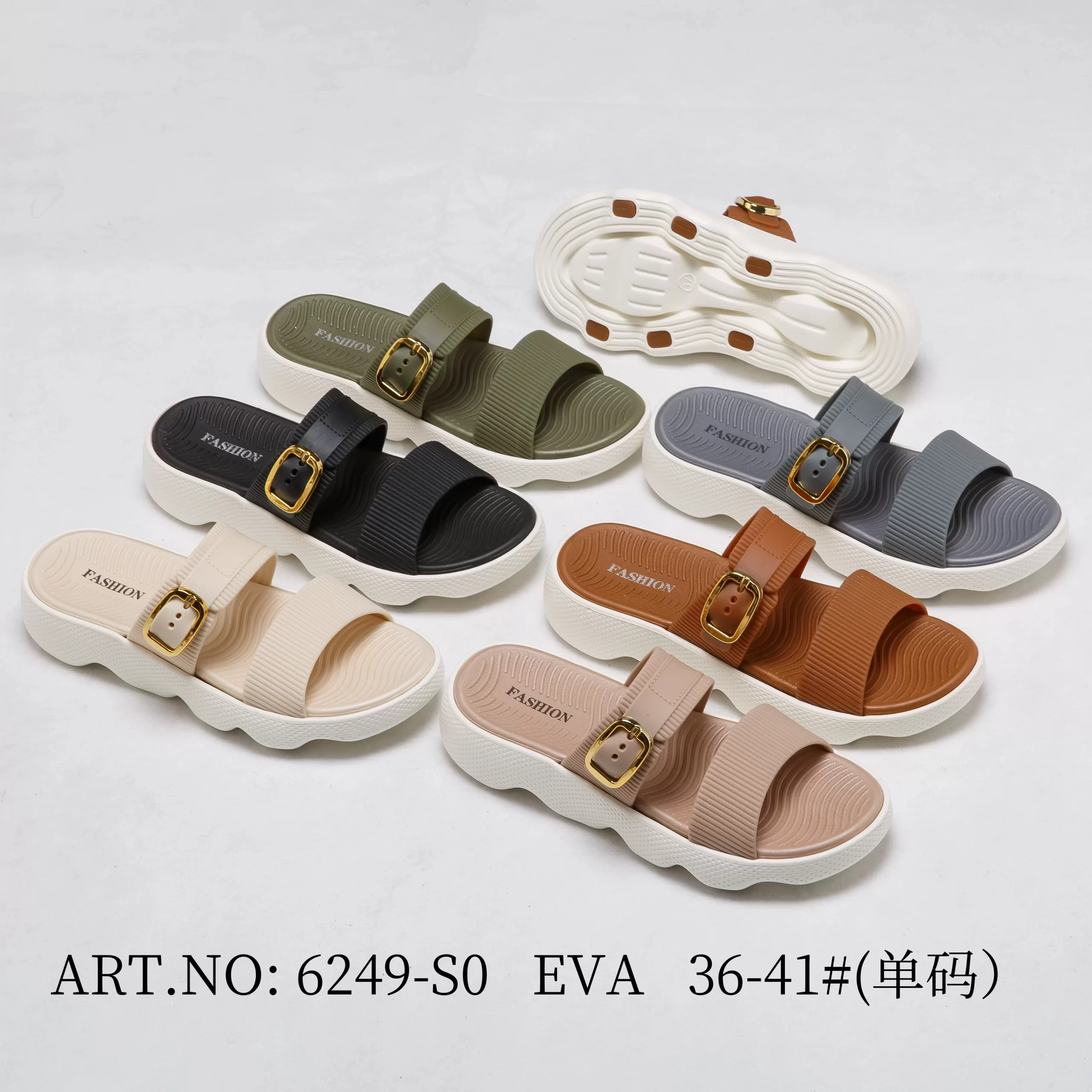 Women’s Adjustable Buckle Platform Slides – Lightweight EVA Sandals
