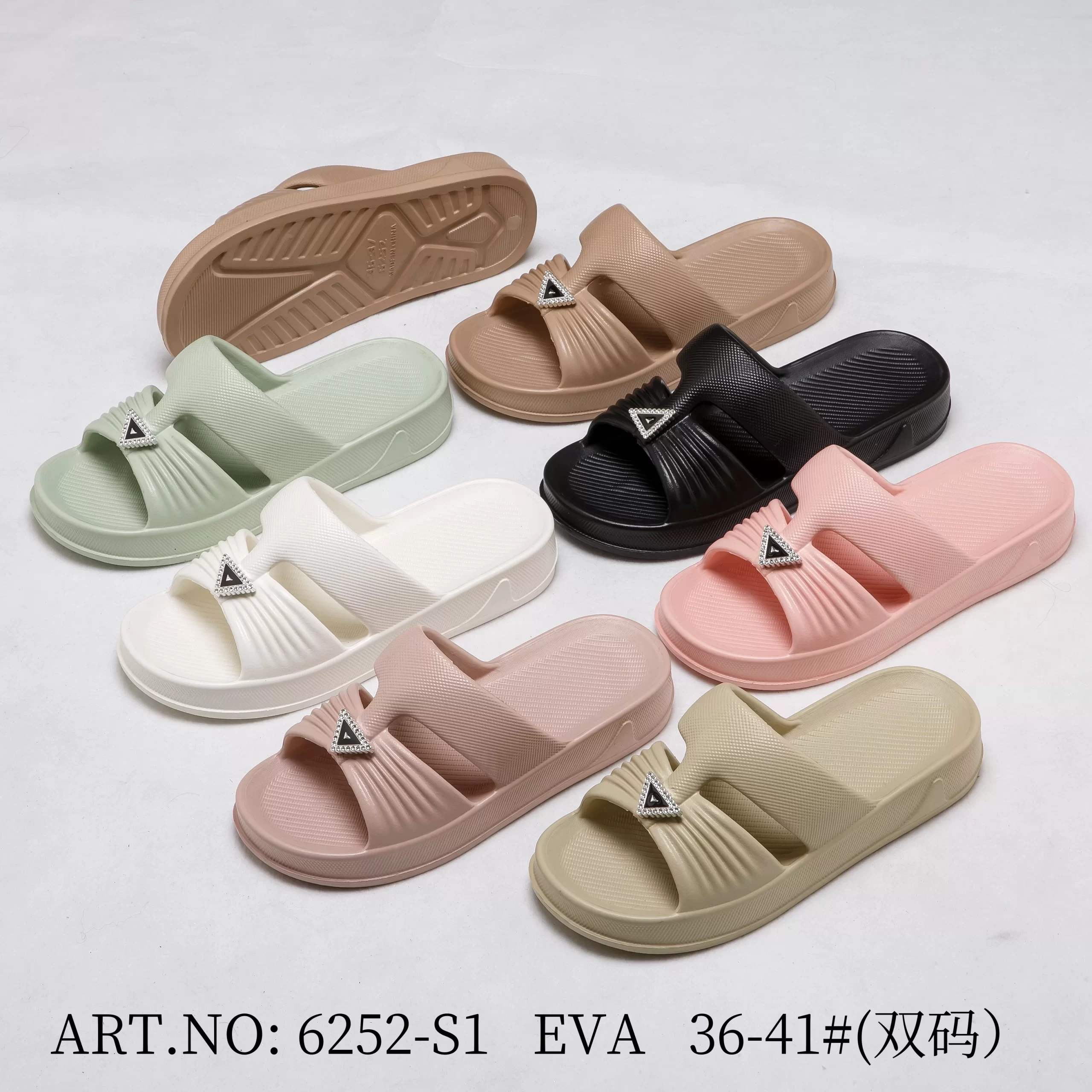Women’s Embellished Platform Slides – Lightweight EVA Summer Sandals